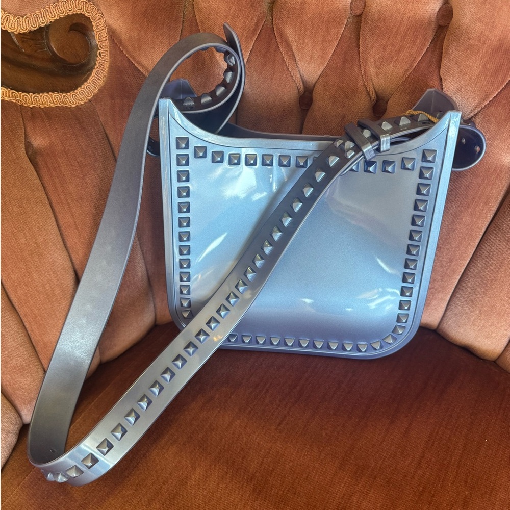 Studded Gray Shoulder Bag